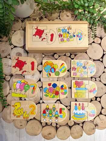 Jeu bois chiffres puzzle duo 