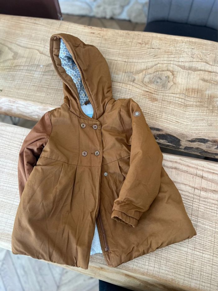 Manteau imperméable okaidi 3 ans marron camel intérieur fourrure blanc - photo numéro 6