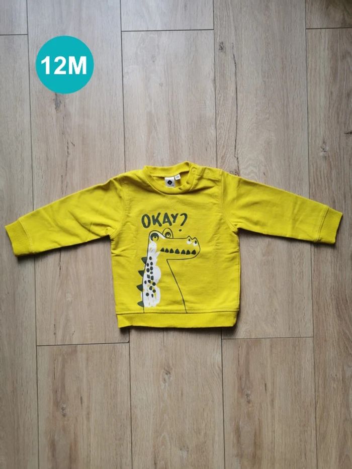 Sweat shirt jaune croco Grain de blé 12 mois