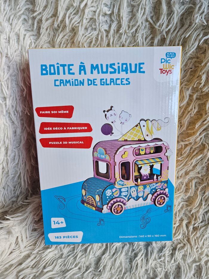 Activité manuelle - loisirs créatifs - créer ta boîte a musique camion de glace en bois Neuf