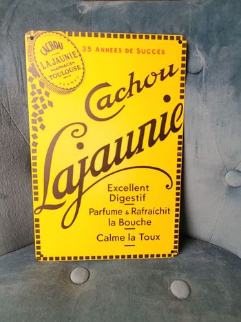 Plaque métal publicité Cachou Lajaunie  neuve 20x30cm