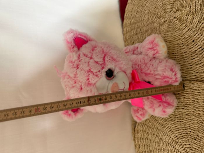 doudou chat rose gros yeux - photo numéro 2