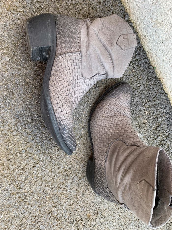 Boots cuir tressé