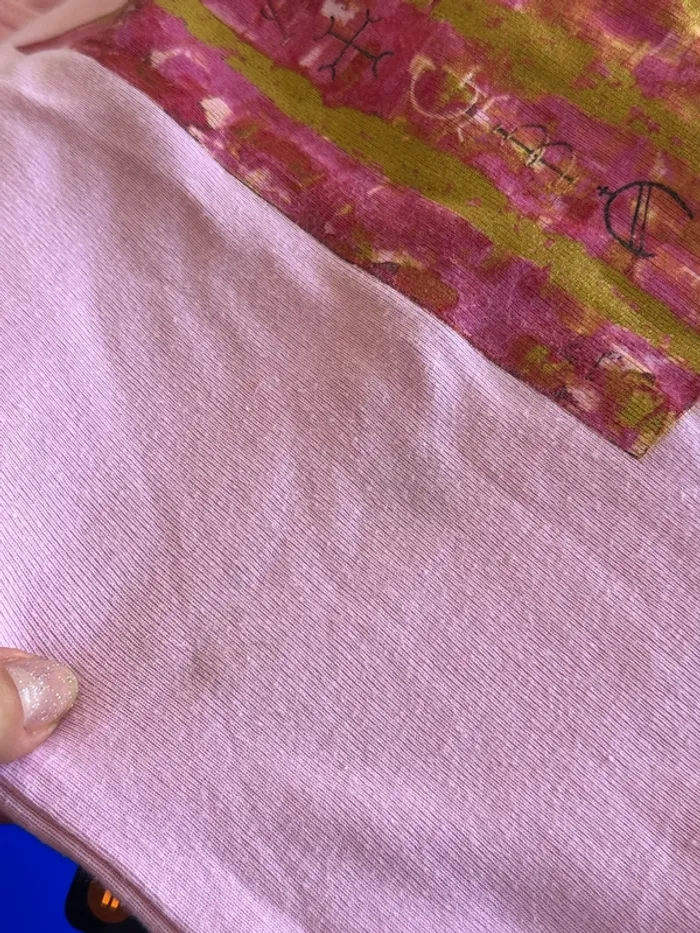 T shirt vintage y2k années 2000 en coton rose à motifs taille S/M - photo numéro 8
