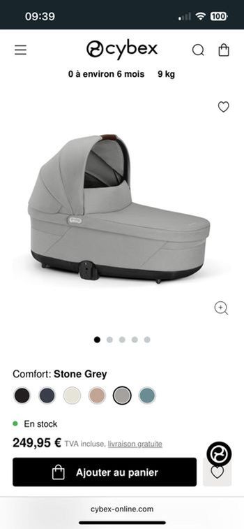 Nacelle cybex Balios S Lux grise neuve