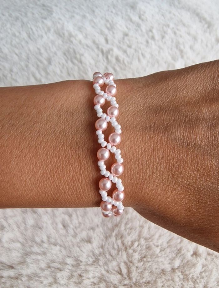 Bracelet thème mariage rose