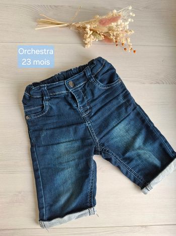 Short long garçon en jean bleu Orchestra – 23 mois
