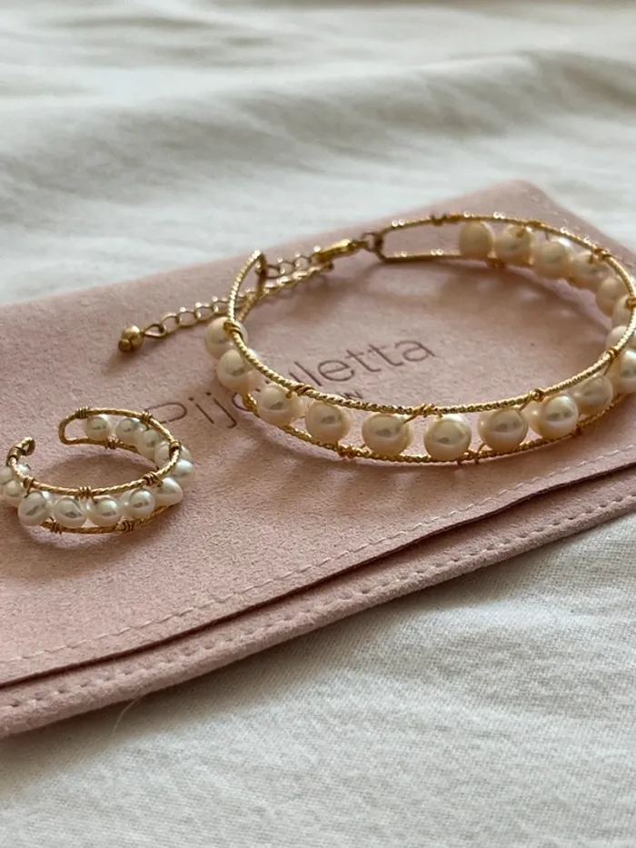 Ensemble bracelet et bague perles eau douce - photo numéro 3