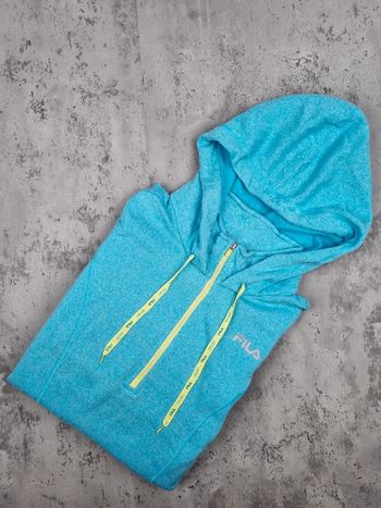 Pull à capuche Fila 1/4 Zip turquoise – Taille M Femme (mesures en photos)