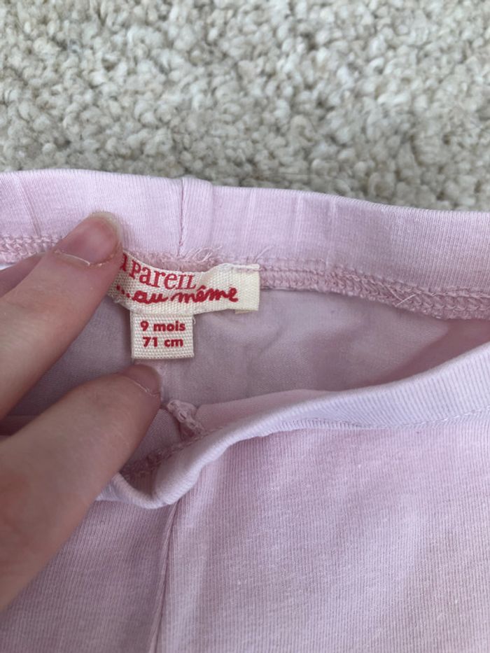 Leggings rose pâle avec petits noeuds aux chevilles fille - 9 mois - dpam - photo numéro 2