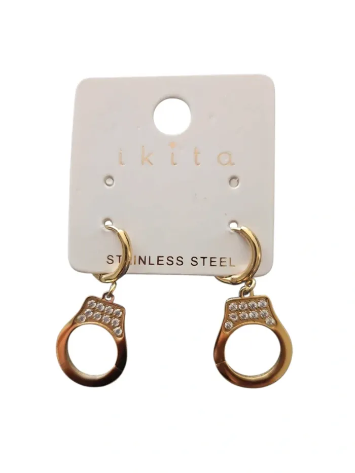 Boucles d’oreilles dorées Ikita inoxydable avec strass