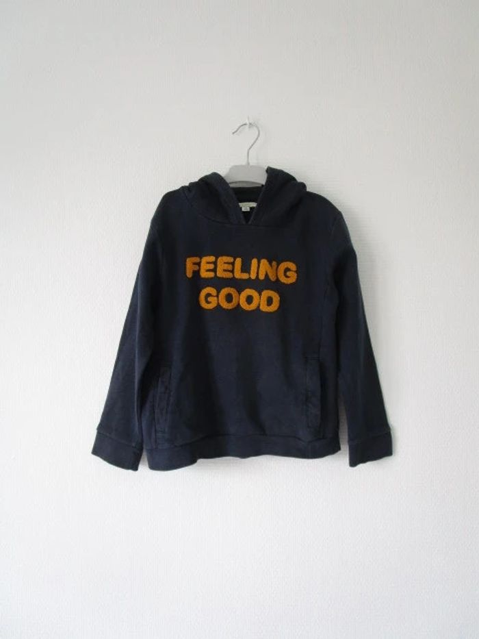 Sweat à capuche marine Vertbaudet 8 ans TBE