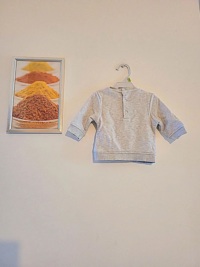 Pull gris bébé garçon "Obaibi" taille 3 mois - photo numéro 5