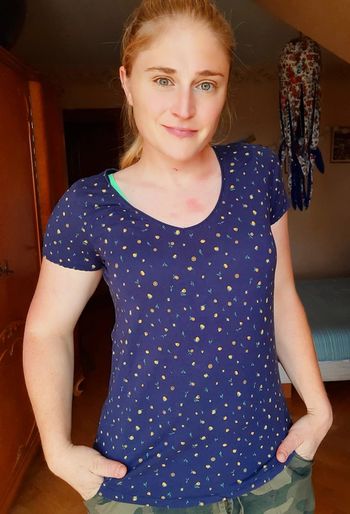 T-shirt camaïeu bleu citron L
