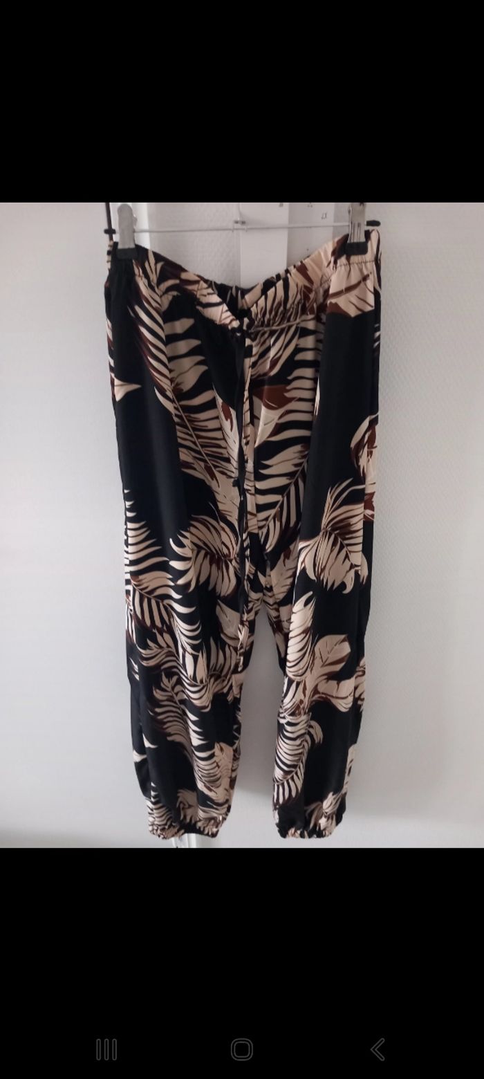 Pantalon Large Bas Élastique Taille M Lacet Taille