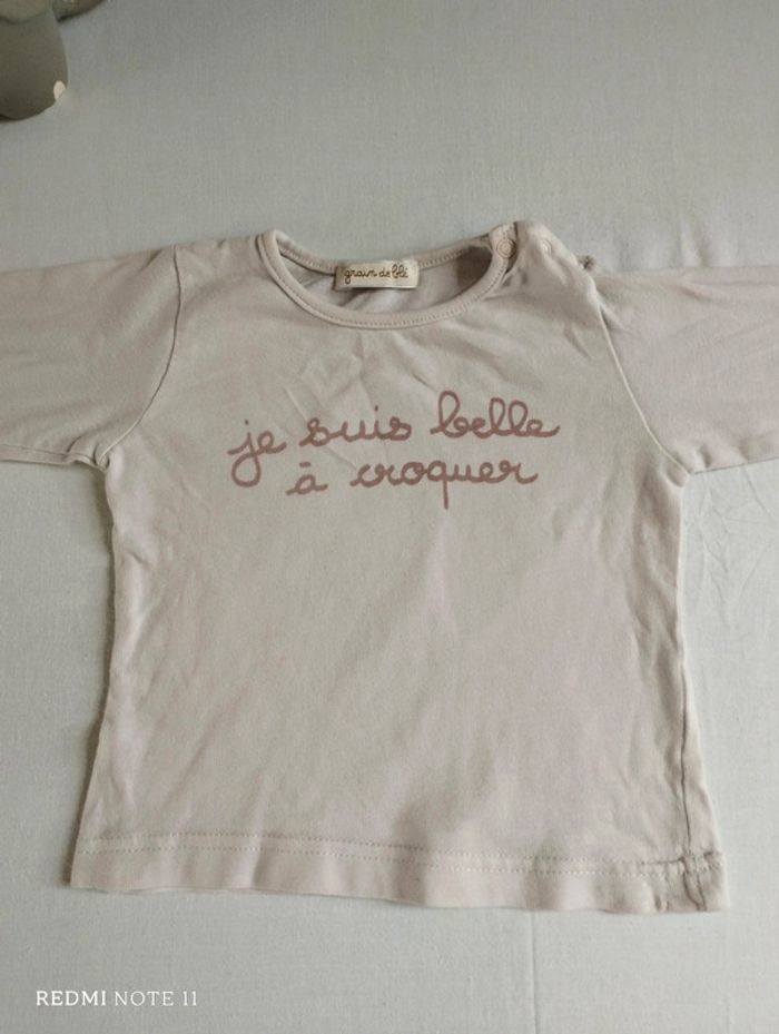 Tee short rose pâle je suis belle a croquer. - photo numéro 2