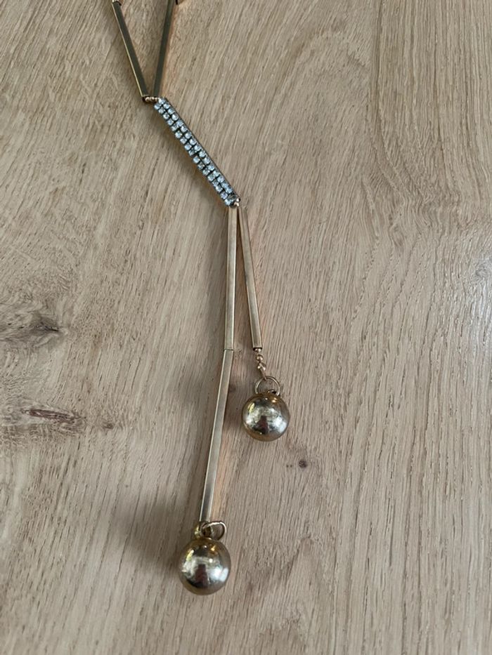 Long collier doré strass - photo numéro 3
