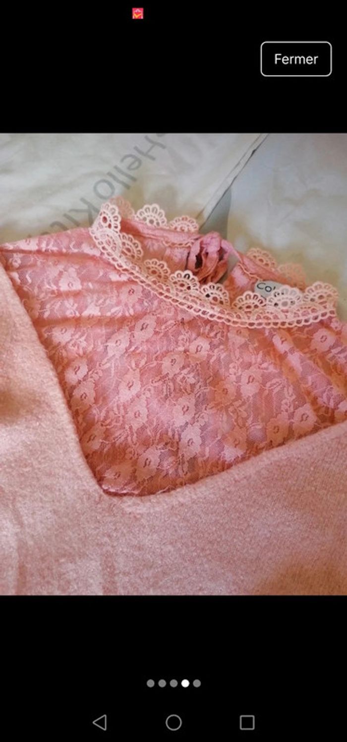 Pull rose Colynn vintage à dentelle - photo numéro 4