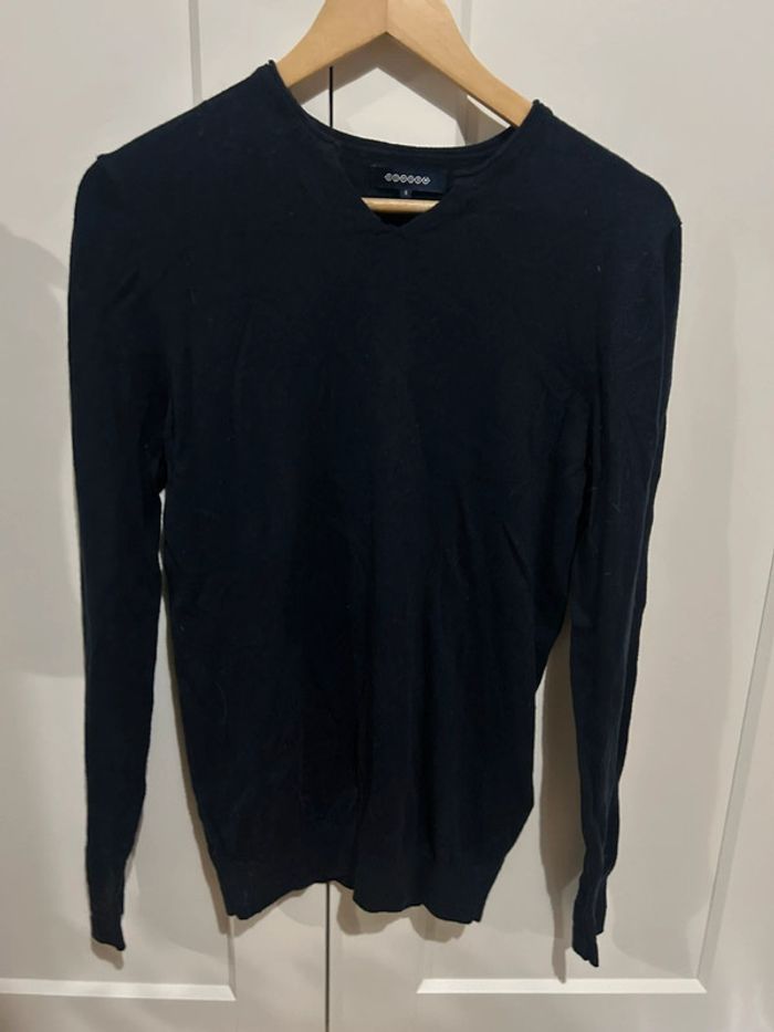 637 – pull uni noir à manches longues en cachemire et coton Bonobo
