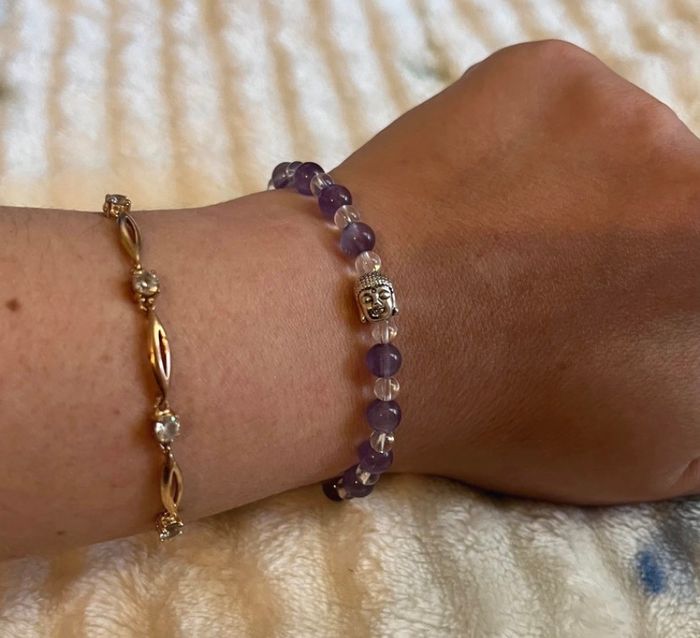 Bracelet Éveil et Sérénité – Améthyste et Cristal de Roche (17 cm) - photo numéro 2