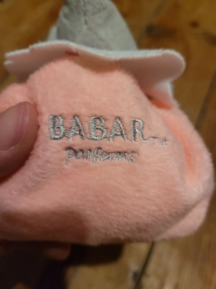 RARE Peluche Babar Flore Céleste Parfums 10cm doudou bourse porte monnaie rose éléphant collection - photo numéro 2