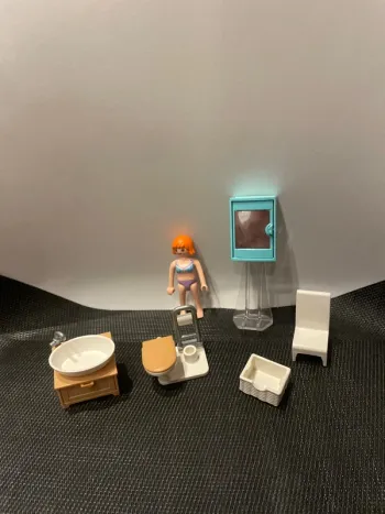 Playmobil lot salle de bain 5330 évier meuble wc chaise figurine maison moderne pièces détachées