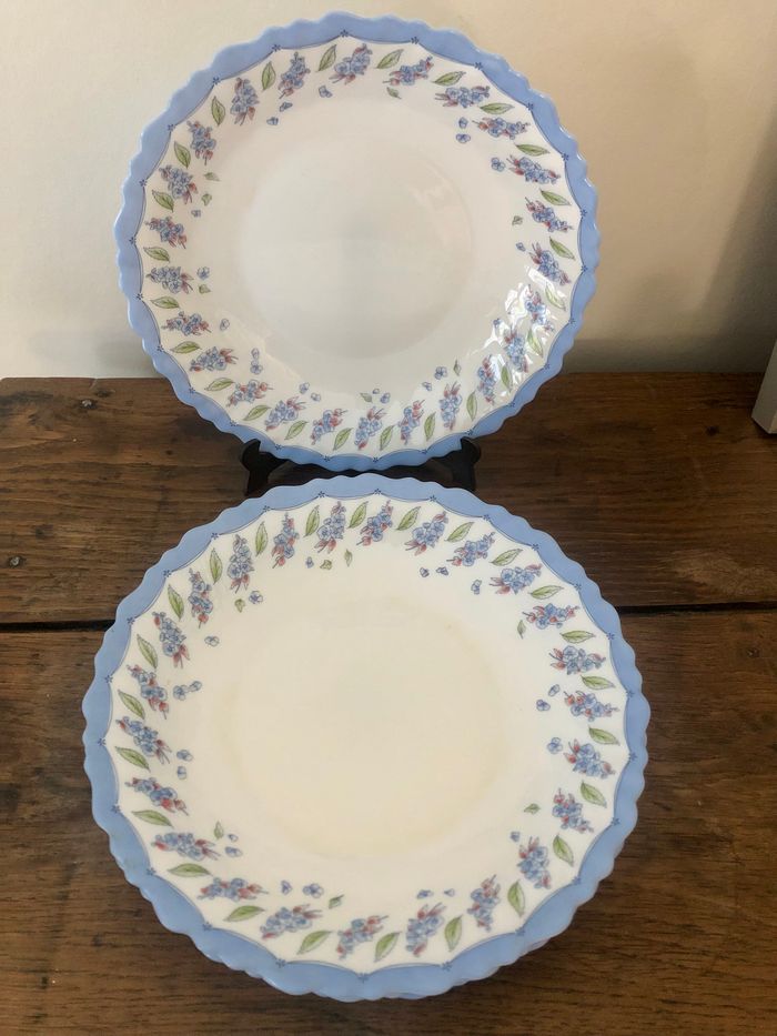 Lot de 4 assiettes creuses Arcopal imprimé bleu floral