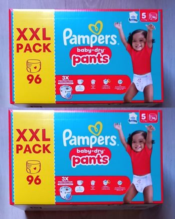 192 Couches Pampers Baby-Dry Pants Taille 5 (2 XXL Pack)