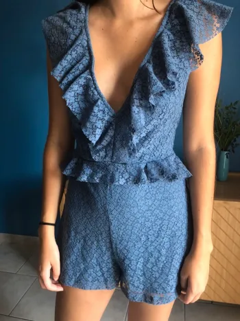 Combishort Asos dentelle bleue