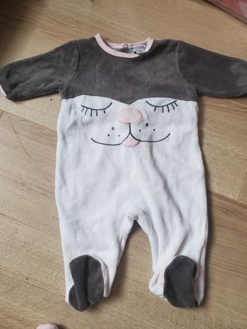 🌴 Pyjama velours chat taille 3 mois