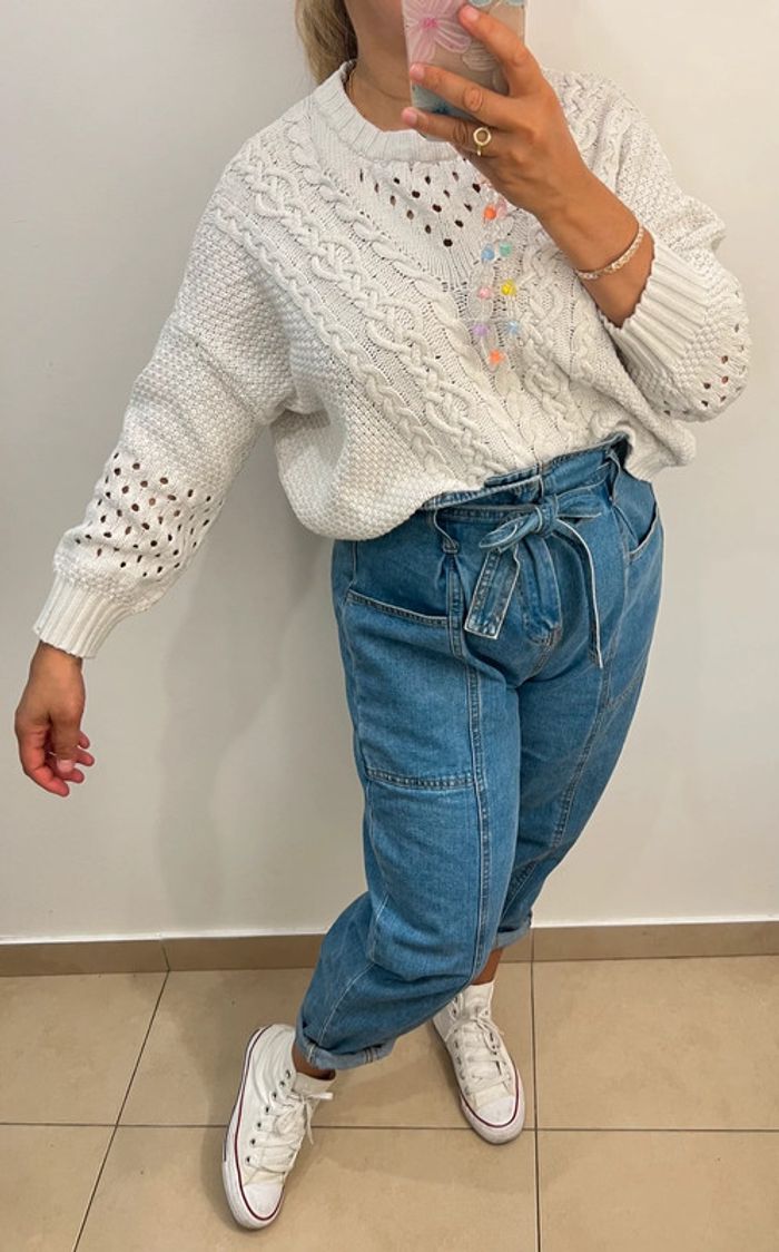 Petit Pull Court Maille Ajourée Taille M-L - photo numéro 5