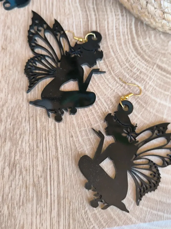 Boucles d’oreilles Fées noires enchantées - photo numéro 2