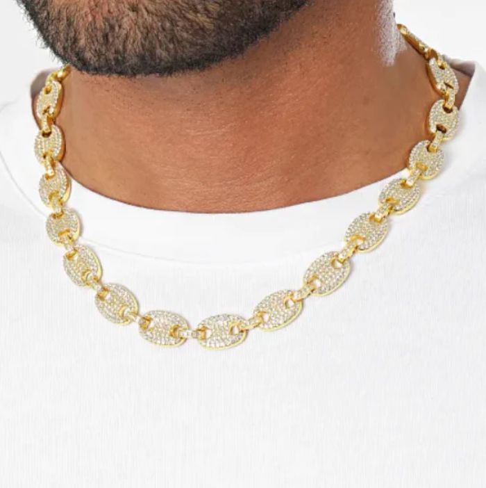 Graine de Café doré en acier strass