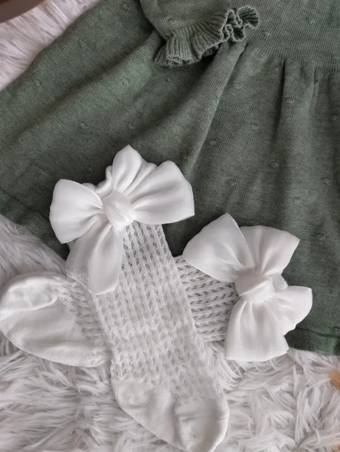 Ensemble robe tricot+turban et chaussettes hautes Primark 3 mois 🎀 - photo numéro 4