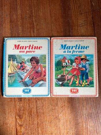 Lot de 2 livres très anciens vintage Martine Casterman collection Farandole au parc à la ferme