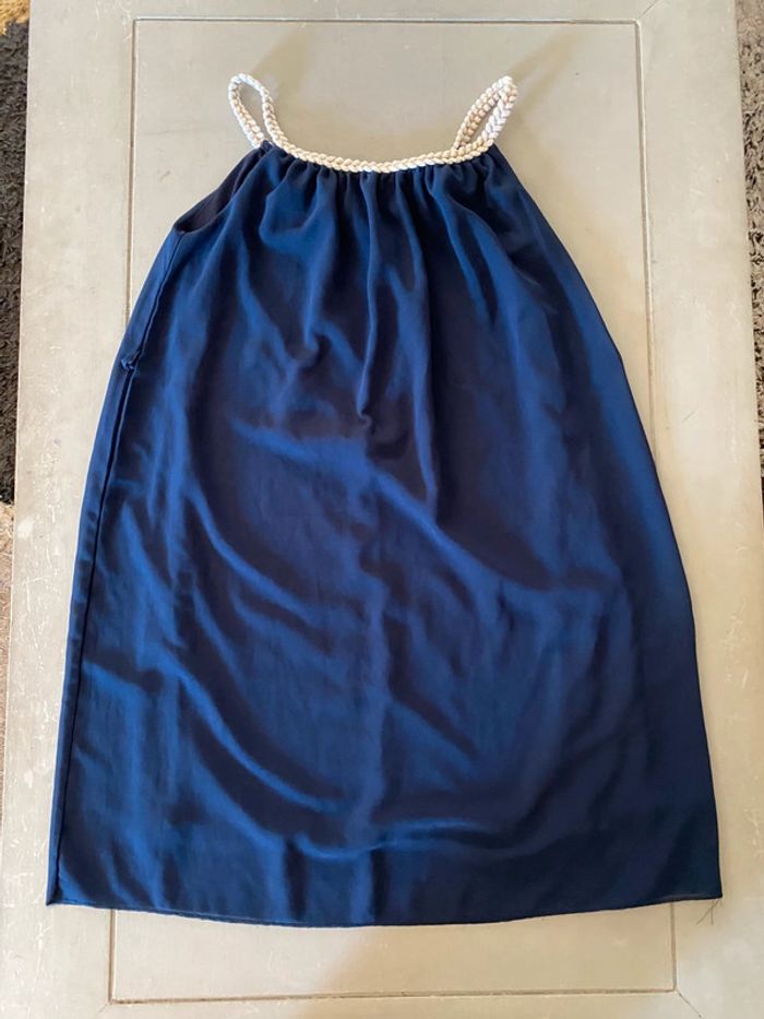 Robe été Made in France fluide marine dorée avec col tressé taille S / M - photo numéro 10