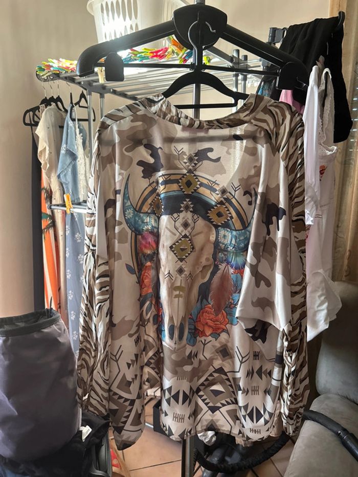 Blouse ML zébrée multicolore - photo numéro 2