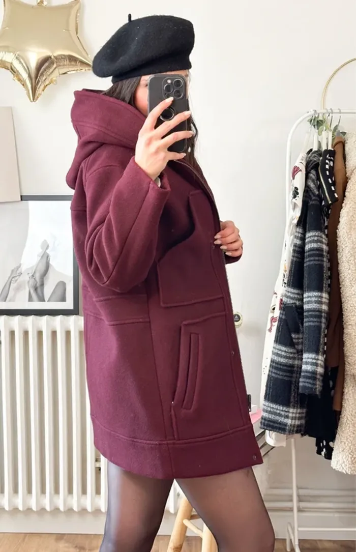 Manteau The Kooples lie de vin en laine T38 - photo numéro 3