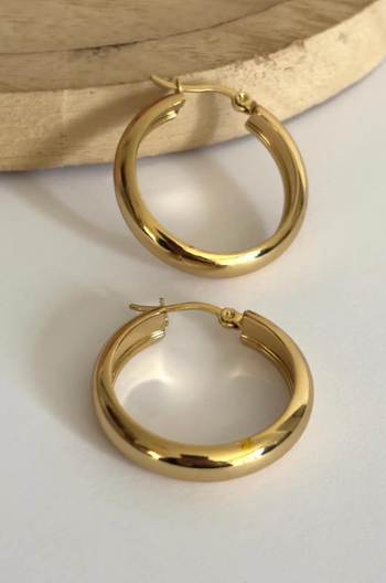 Créoles rondes 30 mm dorées à l'or fin 14 carats