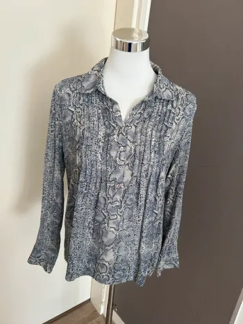 Gerard Darel, top haut blouse bleu soie , imprimé femme, taille 38