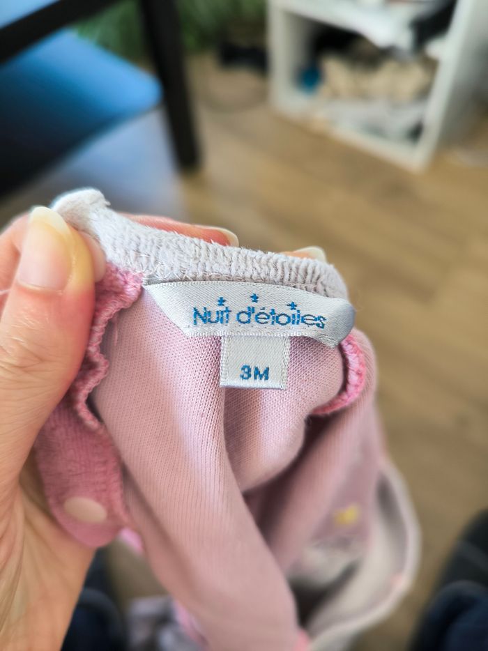 Pyjama en velours fille 3 mois Nuit d'étoiles - photo numéro 3