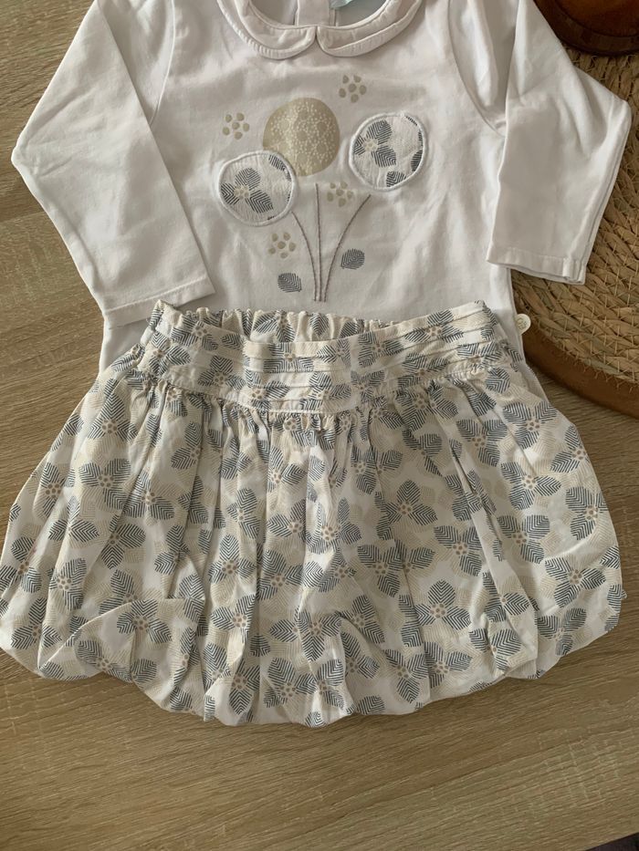 Tenue complète t-shirt et jupe 12 mois - photo numéro 3