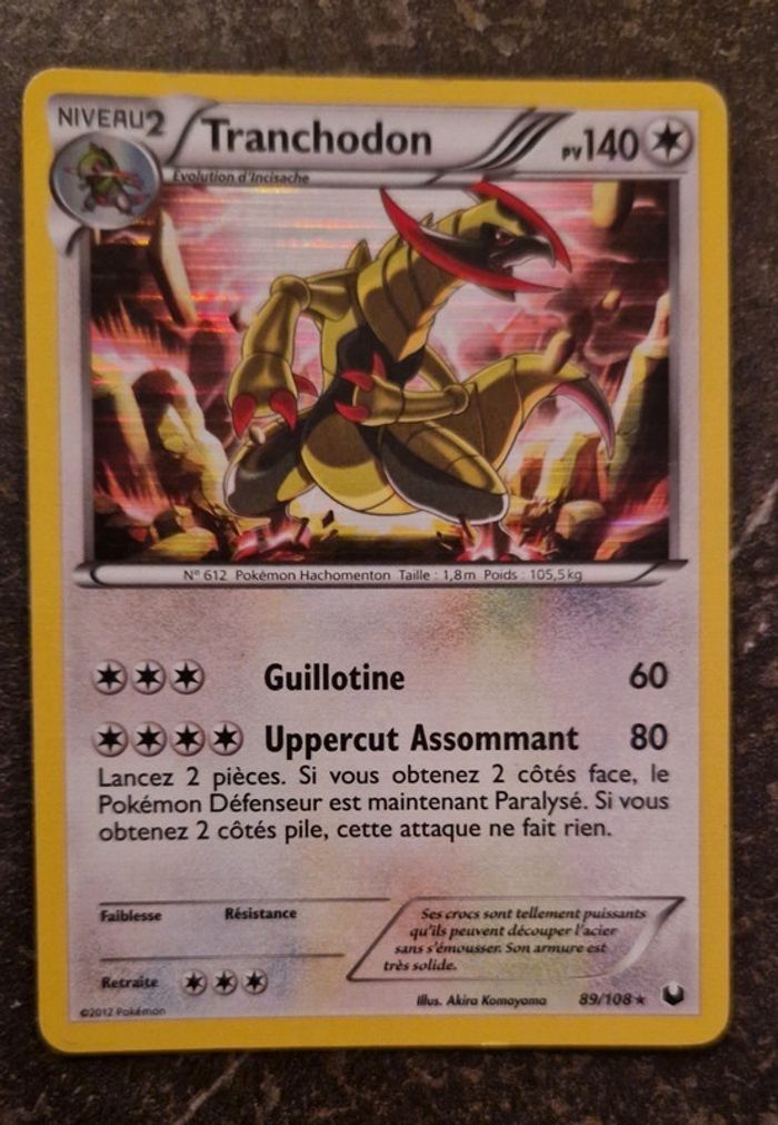 Carte pokémon tranchodon 140 pv 89/108 holo rare