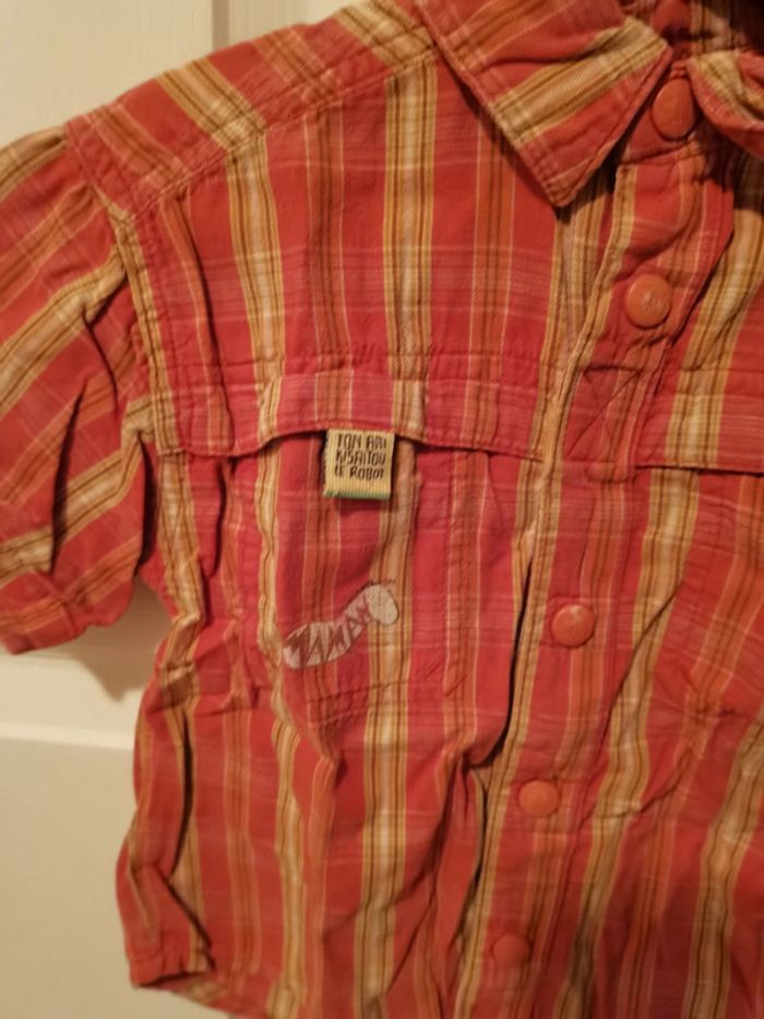 Chemise manches courtes à carreaux orange - photo numéro 2