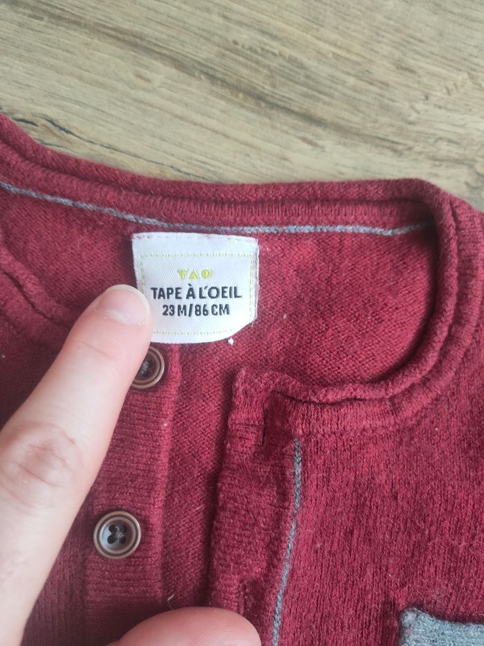 Pull fin bordeaux manches longues bébé garçon 23 mois tape a l'oeil - photo numéro 3