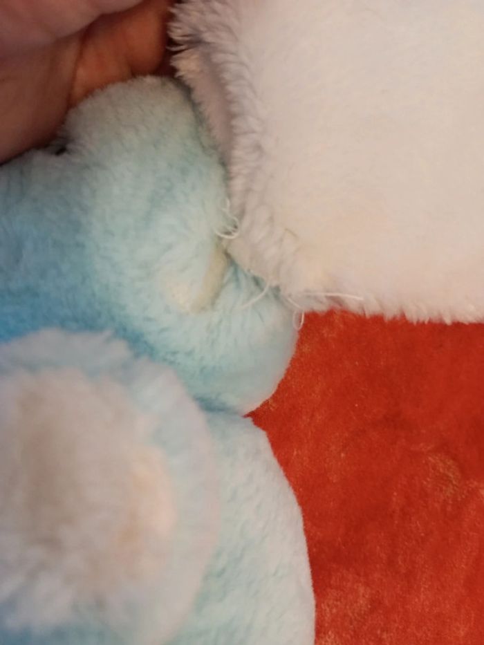 Peluche vintage éléphant bleu et blanc - photo numéro 4