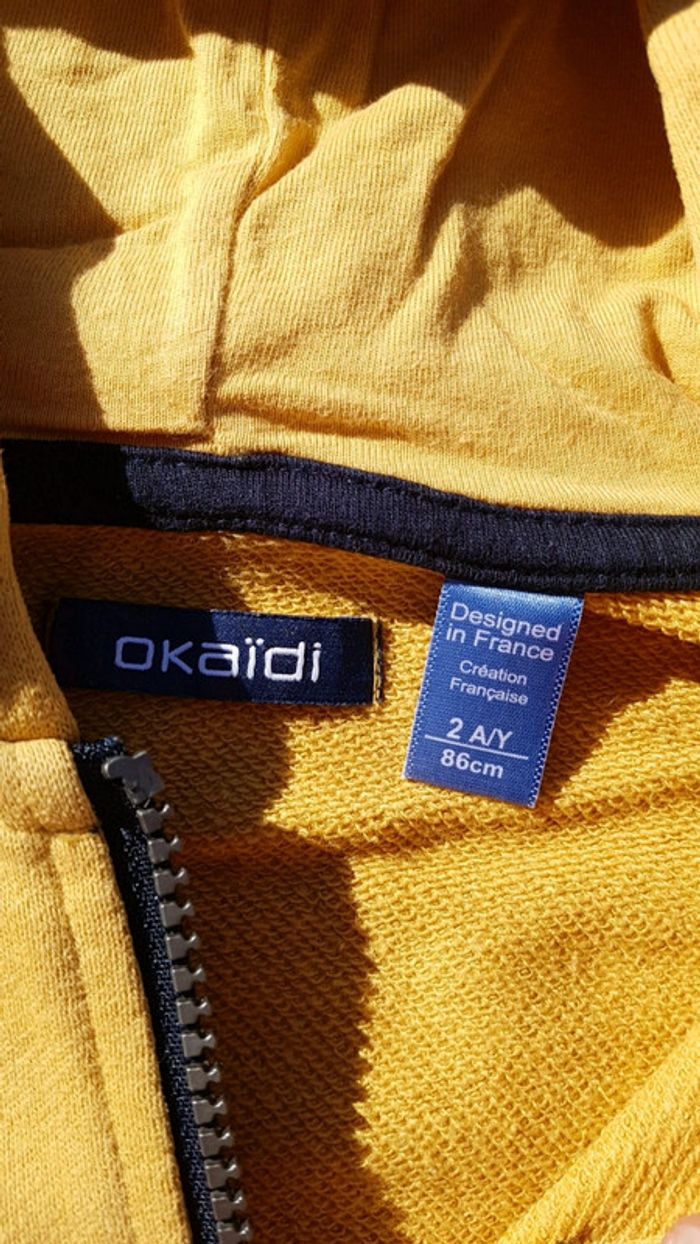 Sweat à capuche zippé jaune - photo numéro 2