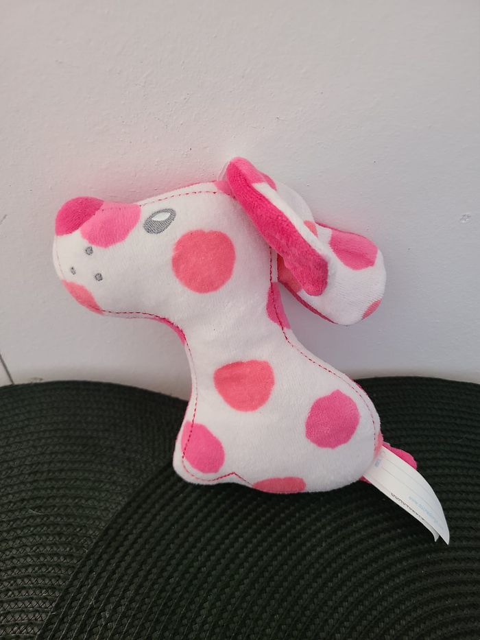 Doudou chien rose blanc pois SUCRE D'ORGE