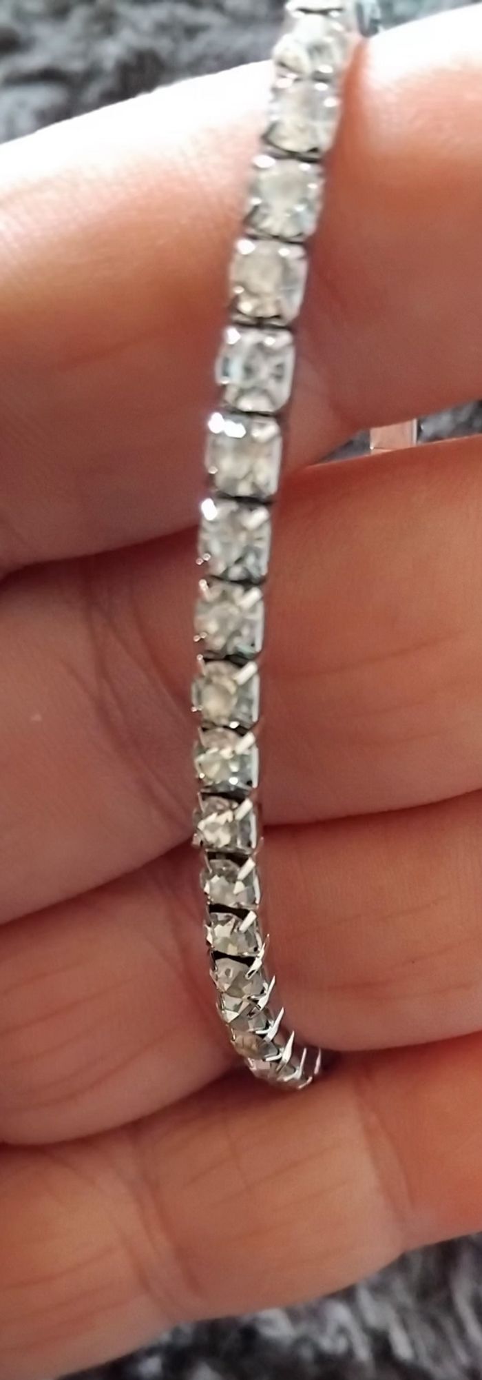 Lot de 2 bracelets argenté  - cœur, pierre blanche style diamant - photo numéro 3