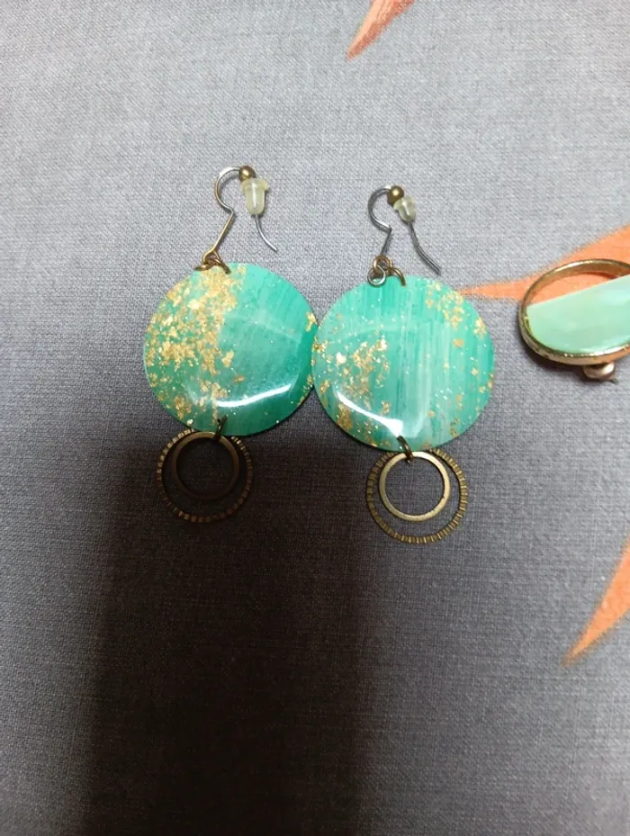 Deux paires de boucles oreilles vert d'eau - photo numéro 2